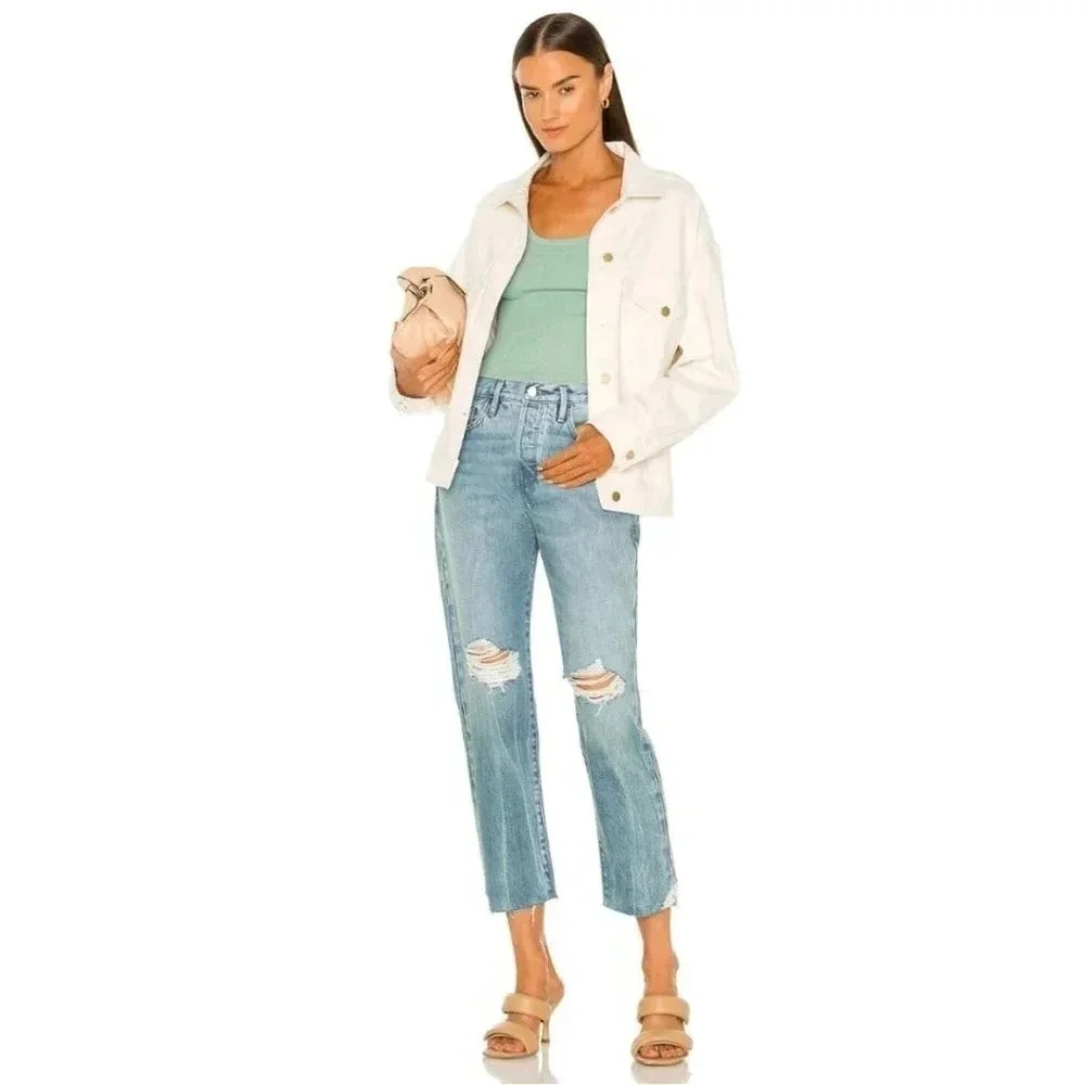 FRAME Revolve Le Original Straight Limelight Chew Button Fly Jeans Size 25